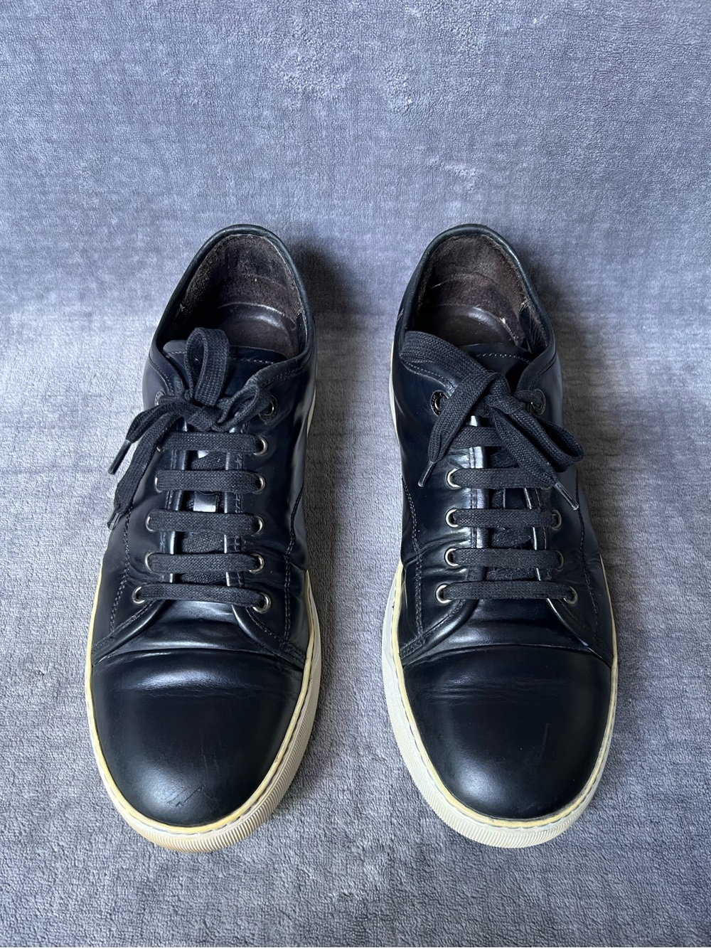 Lanvin Low Top Sneaker Size 9 Black Leather Classic Portugal Made